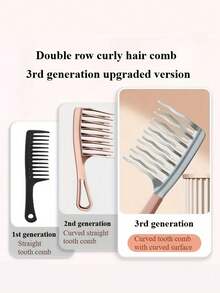 1 Peine de doble diente ancho, perfecto para cabello largo y rizado y para dar volumen - Peine elegante de color negro y azul claro con mango de ABS, ideal para el manejo del frizz y el masaje en casa, regalo ideal para amigos, cuidado del cabello con estilo | Peine elegante | Mango de ABS - Multicolor - Ver 7