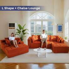 Cloud Modular Sofa, Modern Comfort Modular Corduroy Living Room Sofa, Tufted Recliner With Footstool, Boxed Sofa, No Assembly Required