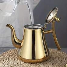 An Elegant Gold Stainless Steel Teapot And Coffee Maker Set With Removable Filter - 1L~1.5L Capacity, Heat-Resistant, Suitable For Home And Restaurant Use - A Complete Tea And Coffee Cooking Set, Teapot Kettle Set - Gold - View 11