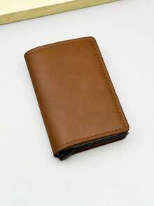 1 pieza Billetera de moda para hombre, Estuche de tarjetas de fibra de carbono de 3 colores, Soporte de tarjeta de aleación de aluminio con apertura automática, Billetera de tarjeta antirroba y antidesmagnetización, Blindaje formal/de negocios