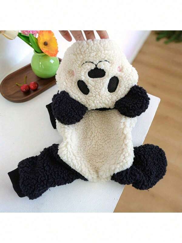 Winter Warm Panda Dog Costume - Cute One-Piece Small Dog Clothes With Snap Buttons, All-In-One Pet Apparel Suitable For Pomeranian, Chihuahua, Maltese - Comfortable For Winter Photo Shoots And Daily Wear