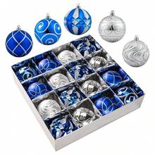 Christmas Ornaments 16 Pcs, Blue & Silver Shatterproof Ball Ornaments - 3.15" Xmas Tree Decorations For Holiday, Party, Wedding Decor - 多色372 - 查看 1