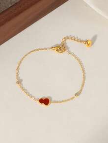 1 pieza Brazalete de cristal único con calabaza roja de moda, material de acero de titanio que no se desvanece, accesorio de lujo para mujer