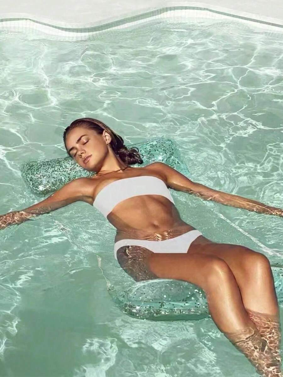 Water PVC Inflatable Glitter Mesh Lounge Chair Is Durable, Thick, Foldable, And Easy To Carry. The Water Hammock With Glitter Is Suitable For Summer Swimming Pools And Beach Parties