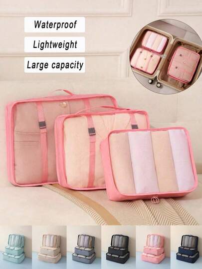 1/3件套可折叠收纳袋，便携式收纳套装，多功能旅行包，适合秋冬季换季，大容量衣物收纳袋，鞋袋，行李整理袋，旅行必备，压缩收纳袋，网状手提包，收纳整理，旅行配件，返校季，宿舍必备