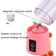 Portable Mini Cyclone Juicer Cup, Multi-Functional Juicer, Small Portable Electric Juicer Cup For Home Use, Wireless Rechargeable Mini Fruit And Vegetable Blender, Blue, Pink, Green, Easy To Clean, Perfect For Making Fruit And Vegetable Juices And Smoothies - Blue - View 7