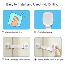 4 pièces Serrure pour enfants grise, serrure adhésive pour tiroir, réfrigérateur, porte de four, serrure de toilette sans perçage, serrure multifonctionnelle pour meubles et cuisine