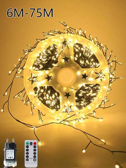 Conjunto de luzes de fada LED de 6m a 50m, luzes de corda em formato de fogos de artifício, guirlanda de Natal para aniversário, casa, ano novo, árvore de Natal, jardim, festa, decoração, lâmpadas