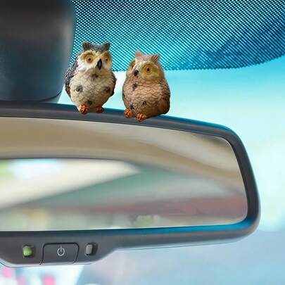 4 peças de decoração de carro de coruja fofa, estatueta de coruja de resina projetada com base no protótipo de coruja, material de resina durável, decoração criativa de interior de carro em estilo floresta