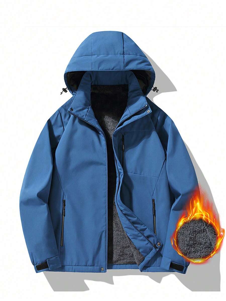 New Thermal Lined Thickened Outdoor Jacket For Men, Suitable For Autumn/Winter - Blue - View 1