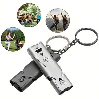 1pc Aluminum Alloy Dual Frequency Whistle, Outdoor Survival Whistle, Dog Training Whistle, High Frequency Whistle Tool, Hiking Gear, Camping Equipment, Portable Lightweight High Quality Survival Training Whistle, Suitable For Outdoor Camping, Travel Hiking, Mountain Rescue, Warning, Sports Training, Bird Training, Competition Referee, EDC Gear And More Scenarios, Outdoor Emergency Life-Saving Whistle, Portable Camping Gear, Gift For Camping Enthusiasts