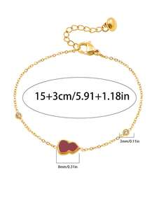 1 pieza Brazalete de cristal único con calabaza roja de moda, material de acero de titanio que no se desvanece, accesorio de lujo para mujer