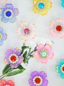 50/100 piezas/Paquete 18mm Flores de Sakura de 5 pétalos Cristales de Rhinestone brillantes redondos, Cuentas brillantes con respaldo plano para pegar en ropa, bolsos, zapatos y decoración