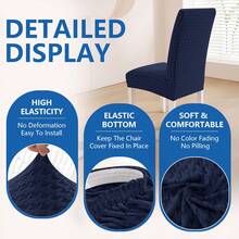 YSTYLE 2/4/6 Piece Stretch Chair Covers With Backrest, Stretch Chair Covers For Living Room Kitchen, Universal Stretch Chair Covers, Modern Cat Scratch-Resistant Chair Covers - Navy Blue - View 6