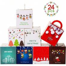 GWHOLE Cajas de Regalo para Navidad de 24pcs Cajas para Galletas Dulces Bolsas de Papel Cajas de Regalo Caramelos apta Navidad - 1 - Ver 2