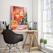 1pc Vintage Aperol Spritz Cocktail Poster - Modern Canvas Wall Art Bar Cart Decor For Bedroom, Living Room, Home Office, Kitchen, Dorm, Or Dining Area, Living Room Artwork | Artistic Food Poster | Vibrant Illustration, Wall Decor No Frame