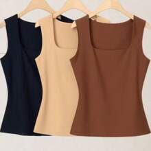 Casual Tank Top, Summer - Black Beige Brown - View 3
