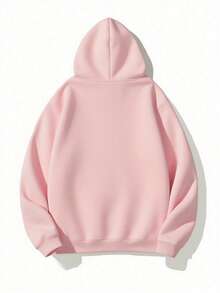 Zrgoth 男士星球元素印花袋鼠口袋连帽卫衣，情侣款，秋冬款 - 粉色 - 查看 6