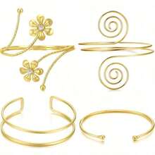 4PCS Upper Arm Cuff Jewelry For Women, Minimalist Arm Cuff Bracelet, Adjustable Coil Armlet - A0021T-4 - Xem 5