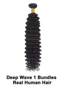 深波浪巴西真人发束，巴西原生快速编织深波浪1/3/4束装，女士专用，自然黑，32英寸 - SNatural - 查看 15