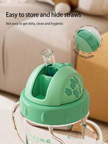 1PC 180ML/220ML/240ML Cartoon Straw Cup For Kids, Cute Baby Sippy Cup, 360° Drinking, Leak-Proof & Durable With Handle And Scale, Suitable For Daily Use - Green - View 4