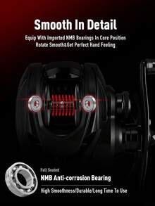 KINGDOM Macro Monster 诱饵式渔线轮 6.6:1 齿轮比 7+1 滚珠轴承 13kg 最大阻力 带报警系统 单/双摇臂 铝合金材质 轻量化设计 - 彩色 - 查看 5