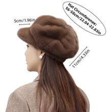 Women's Autumn And Winter Warm Plush Beret, Cloud Hat, Octagonal Hat, Cold And Frost Resistant, Suitable For Daily Commuting, Shopping, And Outdoor Activities. - 米色 - 查看 6