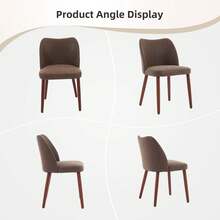 strundghti Modern Dining Chair Set Of 6, Linen Upholstered Kitchen Chair With Sold Wood Legs, Wing Backrest, Wooden Dinner Table, Accent Chair For Dining Room, Living Room - Cà phê PU-6 cái - Xem 6