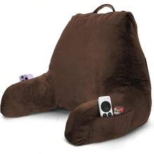 Almohada de Lectura Almohada para Cama Estándar, Almohada de Espalda para Sentarse en la Cama, Almohada Silla de Memory Foam Triturado y Almohadas para Descanso en Cama, Gris Carbón - Café con chocolate - Ver 12