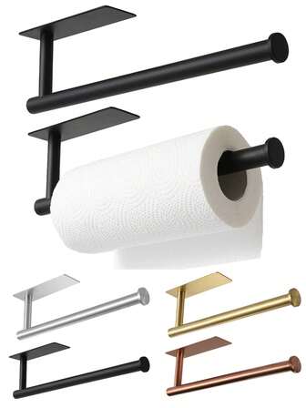 1 pieza Soporte de papel higiénico de acero inoxidable de doble función montado en la pared - Adecuado para almacenamiento en cocina y baño - Soporte para película conservante - Soporte para papel - Fácil instalación