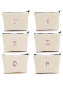 1 件 A-Z 字母 DIY 空白手提包、旅行洗漱包、绘画帆布包、帆布化妆包、绘画包、儿童包、工作、学校、旅行铅笔盒、实用 - 米色 - 查看 2