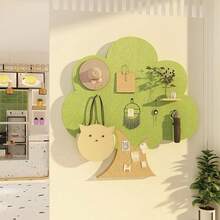 Placă decorativă din lemn 20,8x20,8 inci, combinație multicoloră, pentru decor de birou și casă, autocolant de perete, instalare ușoară fără găurire, potrivită pentru avizier, perete foto, perete de planificare, tablă autoadezivă pentru memo-uri, decor pentru camera de la școală, papetărie, decorare pentru petreceri de sărbători, decorare de Crăciun și Anul Nou, cadou de Anul Nou