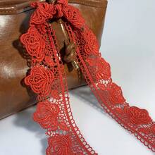 1/5/15 Yard Premium Water-Soluble Lace Trim 5.7cm/2.2inch Width - Elegant White/Red Floral And Butterfly Patterns For DIY Sewing Crafts, Wedding Dresses, Evening Gowns, And Home Decor, Polyester Lace Fabric Retro Style, Suitable For Christmas Decoration