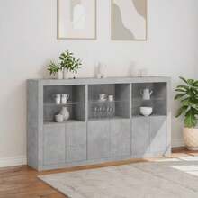 vidaXL Sideboard mit LED-Beleuchtung, betongrau, 181,5 x 37 x 100 cm