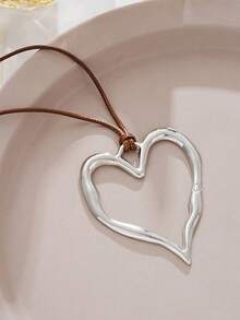 17KM 1 colar com pingente geométrico de coração e flor estilo boêmio vintage simples, adequado para mulheres, casais, férias, encontros, uso diário, festa, casamento, Natal, presente de Ação de Graças