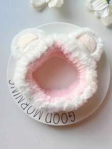 1pc Women's Solid Color Plush Bear Headband, Casual Versatile Hair Accessory Suitable For Daily Wear, Home Use, And Campus Women Bandanas Winter Head Wrap Warm