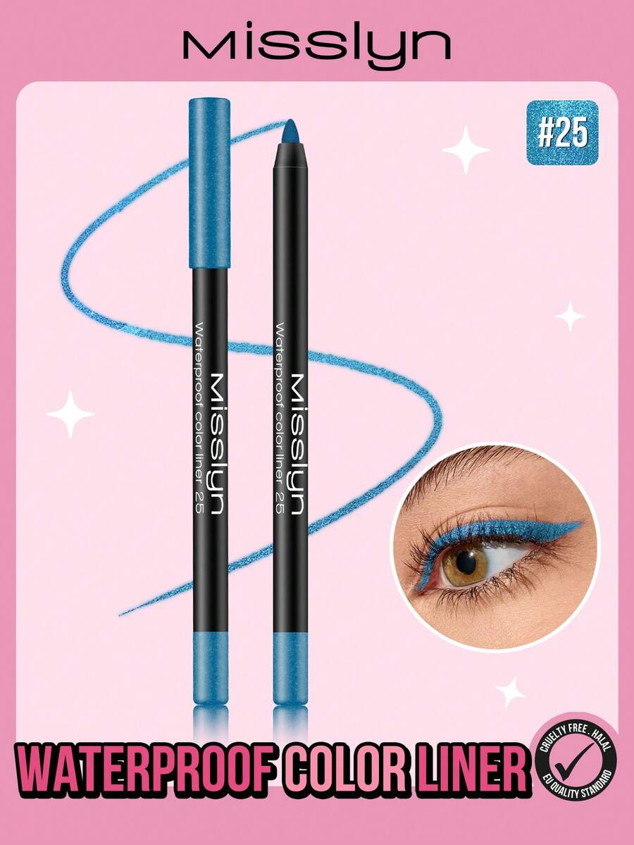 Misslyn Waterproof Colored Eyeliner Pencil, Long-Lasting Color, Smooth & Creamy Texture, Available In Matte, Pearl, And Glitter Finishes, Easy To Create Bold & Precise Lines, Can Be Sharpened With A Pencil Sharpener, Smudge-Proof, Waterproof, Long-Lasting, Sweat-Resistant - 25 shimmer Green - 查看 1