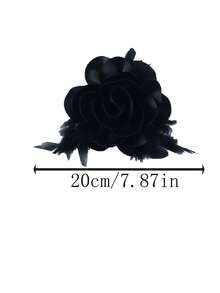 20cm 2025 Autumn/Winter Elegant Satin Rose Flower Feather Brooch, Fashion Clothing/Shoe/Bag/Hat Accessory, Versatile Design - Roses - View 2
