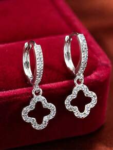 1 pc Cubic Zirconia Flower Decor Drop Anting Tembaga Perhiasan - Yellow Gold - View 11