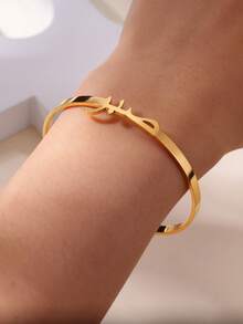 1pc Personalized Patience Arabic Letter Pendant Necklace, Unisex, 18K Gold Plated Stainless Steel Adjustable Chain, Islamic Gift, Fashion Jewelry Accessory - N05200 - View 4