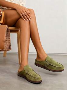 1 par de sandalias de suela plana y suave, de diseño moderno, con puntera cerrada, hebilla, suela de goma, uso casual al aire libre, de cuero PU estilo bohemio y retro, un regalo perfecto para Navidad, Año Nuevo, cumpleaños para familiares, amigos o usted mismo (se recomienda pedir una talla talla grande grande)