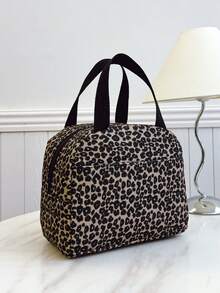 Portable Insulated Lunch Bag Thickened Cute Lunch Fruit Bag For Students Leopard Print Small Handheld Insulated Lunch Bag, Large Capacity Lunch Box For Travel, Suitable For Men And Women - Multicolor - View 5