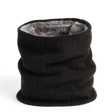 1pc Solid Color New Thickened Fleece Neck Warmer, Knitted Elastic Thermal Neck Gaiter For Men & Women, Winter