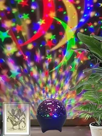 "Star Moon Galaxy Projector Light - Multiple Lighting Effects, Romantic Room Decor For Bedroom, Party & More"