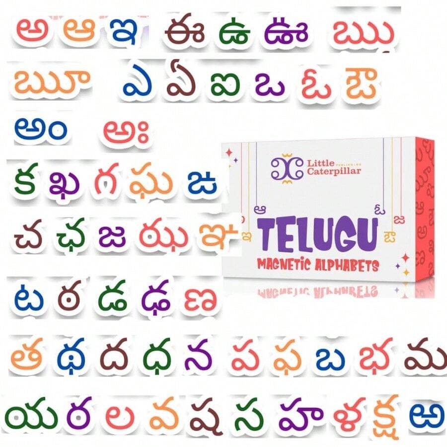 MX  Classroom Telugu Magnetic Alphabet Magnets For With 52 Letters For Educational Early Learning 3D Lettering With Dry Erase Marker And Whiteboard Strong Fridge Magnets 3 Pc. Set - 豐富多彩的 - 查看 1