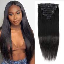 BINF Straight Clip Ins Hair Extension Real Remy Human Hair Extension 8pcs Per Set With 20 Clips Soft Double Weft 8-24 Inch Long Straight Hairpieces Double Weft Hair Invisible Straight Seamless Clip Ins Hair Extension Wavy Hair Extensions For Thinning Hair - Straight Hair Clip in Extension - 查看 11