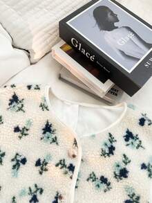 Women's Elegant Commuter Floral Print Sherpa Fleece Button-Up Vest Jacket