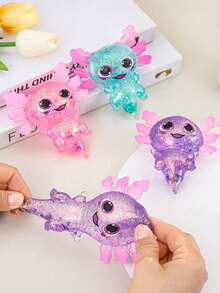 1/3/4/5pcs Shiny Crystal Salamander Squishy Toys, Soft Slow Rebound, Anti-Stress Fidget Toys, Cute Small Gadgets, Taba Squishy, Portable Travel Finger Pinching Toys, Soft & Adorable, Suitable For All Ages Including Autism, Office Workers, Students, Ideal Holiday Gifts, Small Cute Fun Gifts - 彩色 - 查看 5