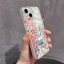 Adecuado para iPhone 16 PRO MAX, funda protectora transparente simple a prueba de golpes con patrón de tren de anime Sakura, alta estética para iPhone 14/15/15 PLUS/13P/12/11/7/8P/X/XR/XSMAX - Mezcla de colores - Ver 3
