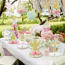 D12Pcs Baptism Honeycomb Centerpieces Party DecorPink God Bl Cross Religious Baptism Table Centerpieces For Baby Shower First Communion Birthday Party Decorations Pink God - 粉紅之神 - 查看 6